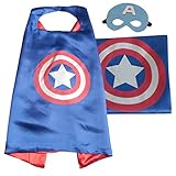 (Captain America) ROXX Superhero Kids Girl Boy Cape and Mask Costume for Child