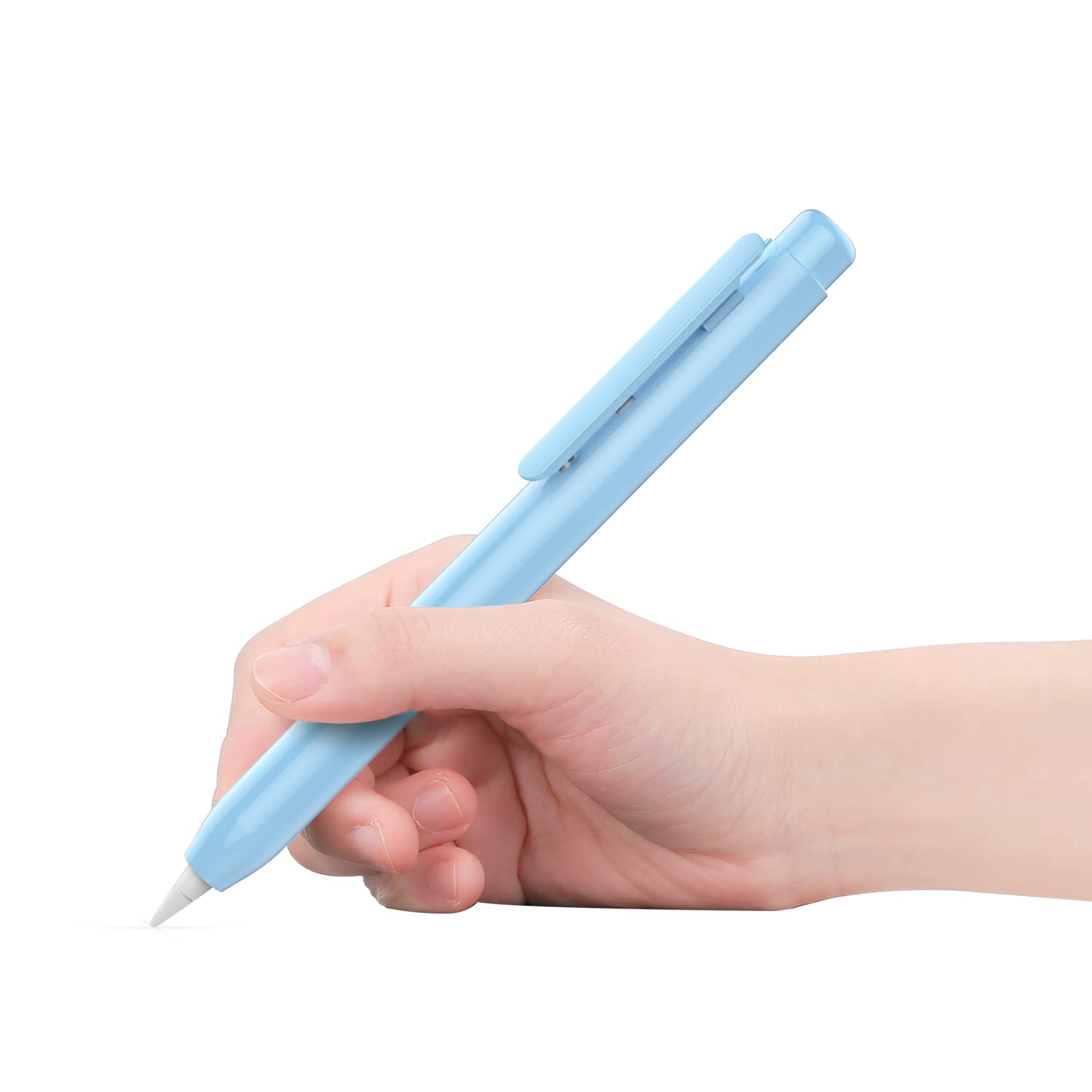 MoKo Holder Case Compatible with Apple Pencil 1st Generation, Retractable Protective Pen Cover Light PC Pencil Accessory with Sturdy Clip for Apple Pencil 1st, Sky Blue โ image 1