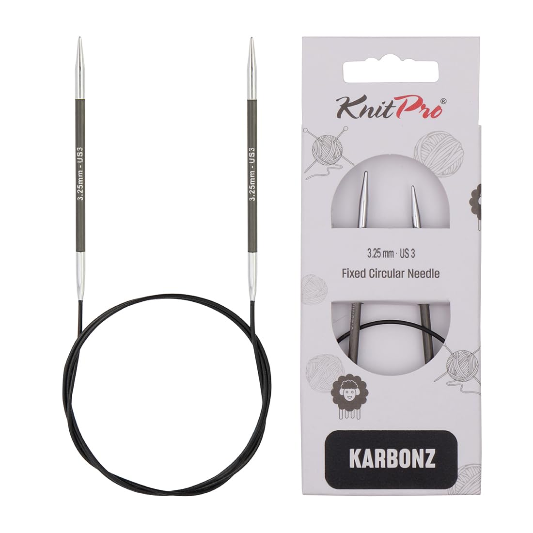 KnitPro Karbonz Fixed Circular Needles 24" (60cm) | 3.25 mm — image 1