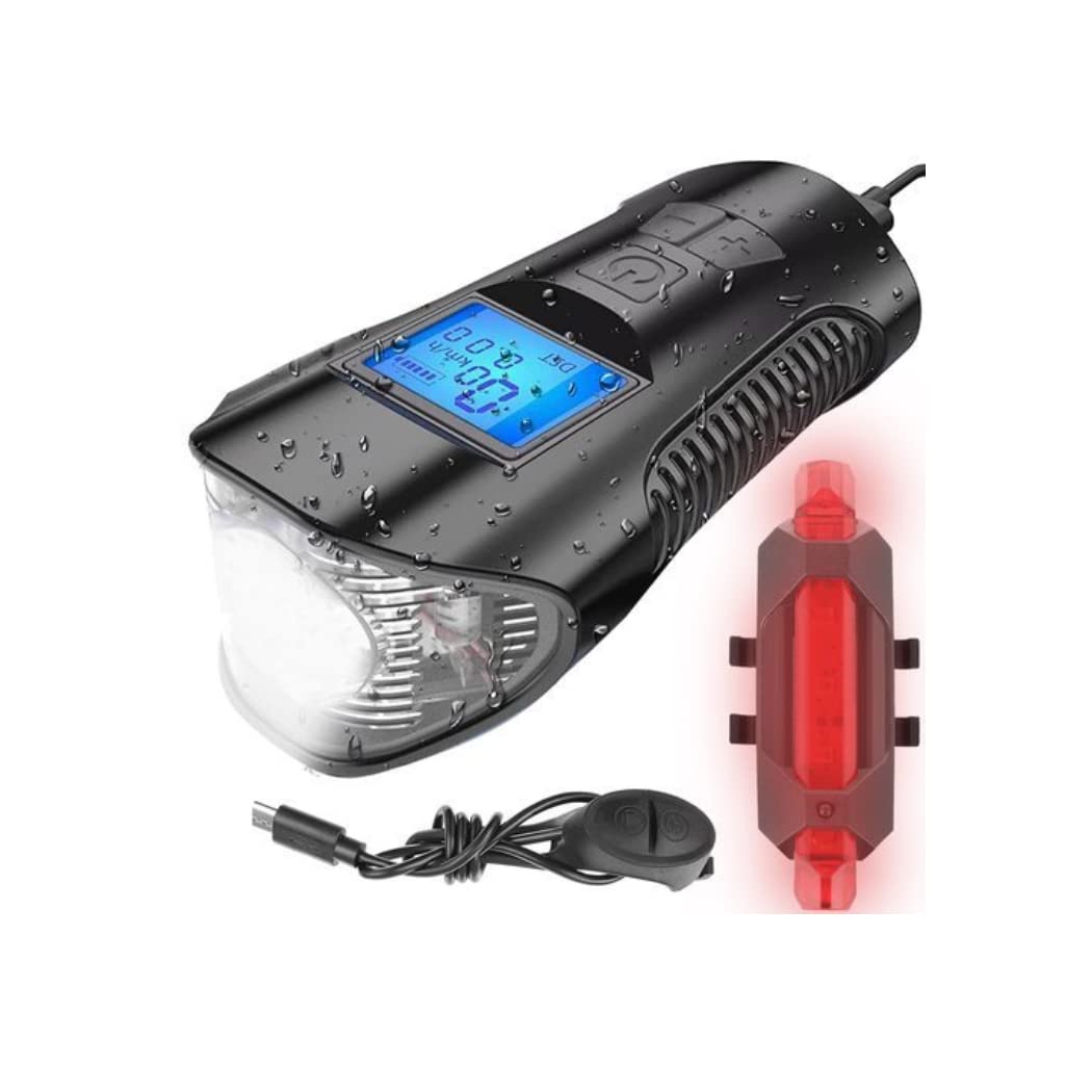 USB LED bicycle front and back lamp with a counter with speedometer transmitter