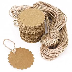 wicemoon 100pcs Etiquetas de regalo de yute Cuerda en espiral decorativa tarjetas parte equipaje etiquetas boda cumpleaños decoración