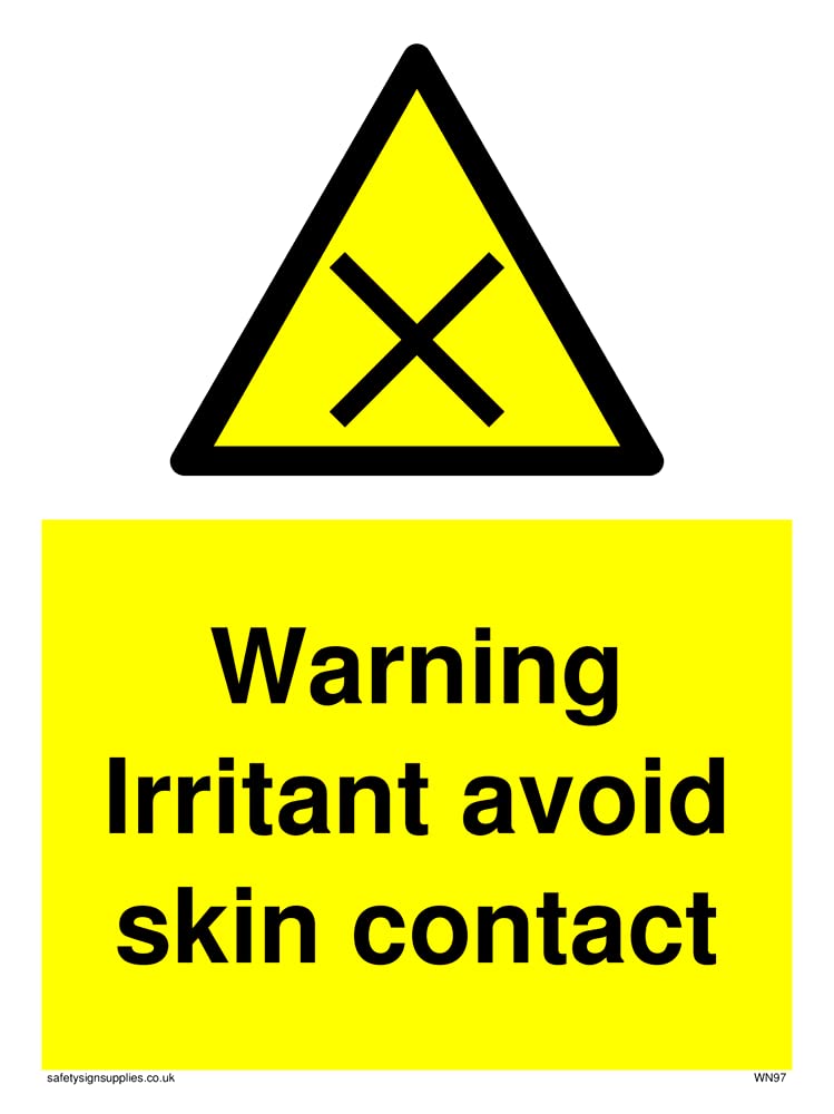Pack of five - Irritant Avoid Skin Contact Sign - 150x200mm - A5P