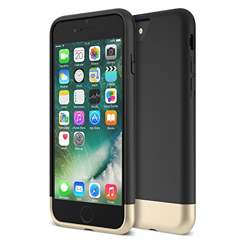 iPhone 7 Case, Maxboost [Vibrance Series] Protective Slider Style Cases for Apple iPhone 7 2016 SOFT-Interior Scratch Protection Finished Hard Cover - Black/Champagne Gold
