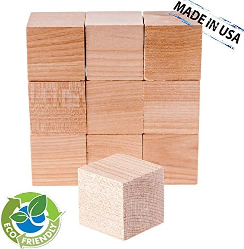 DIYCrew 1-Inch Plain Blank Natural Unfinished Wooden Blocks (48 Pack)