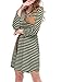 Allegra K Women 3/4 Sleeves Button Upper Above Knee Belted Stripes Dress S Green