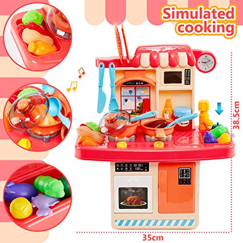 HERSITY Kinder Spielküche Kinderküche Zubehör mit Licht und Sound Herd Spüle Backofen Kochgeschirr Spielzeug… – Bild 5