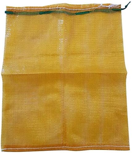 Forest Master 25 Yellow Polypropylene Mesh Drawstring Bags Fruit Firewood