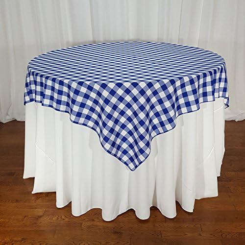 Royal Blue and White Gingham Table Overlay, Checker 58" x 58"