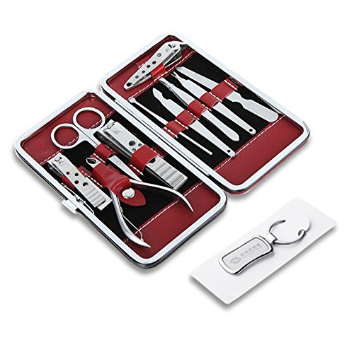 10 in 1 Stainless Steel Manicure Pedicure Ear Pick Finger Nail Grooming Clippers Kit Set Care Tools Products+ a keychain