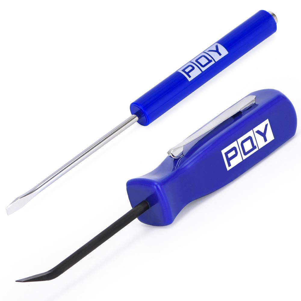 PQY Pocket Magnetic Screwdriver Slotted Head with Magnet Top + Mini Pry Bar Set Blue