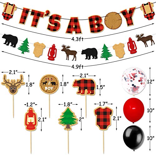 Lumberjack Baby Shower Party Decorations, It's A Boy Banner Buffalo