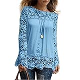 PHOTNO Fashion lace chiffon blouse long sleeve shirt women loose tops t shirts S-XXXXXL