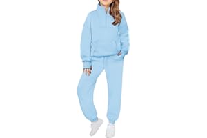 Girls Sweatsuit Half Zip Long Sleeve Sweatshirt and Sweatpants Sets Kids Fall Winter Outdoor Casual Athletic Outfits