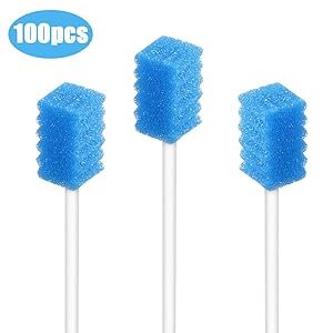 Disposable Oral Care Swabs Oral Swabs Unflavored, Disposable Dental Swabs Unthreated(100count blue)