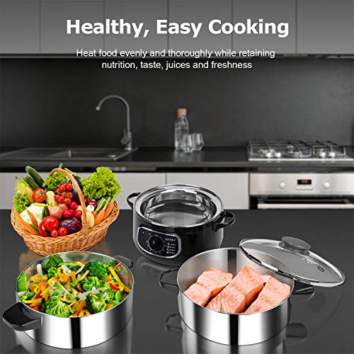 Secura 2 Stainless Steel Food Steamer 8.5 Qt Electric Glass Lid