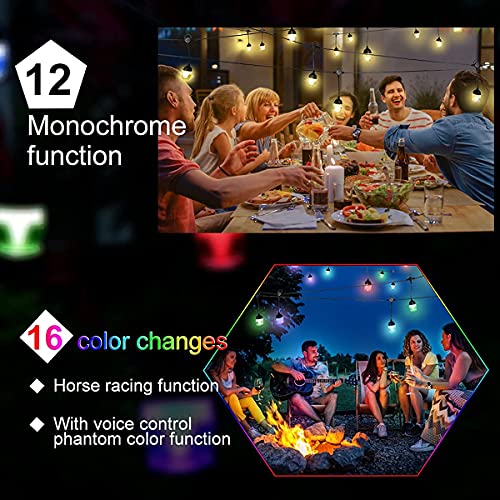 Bluetooth LED Outdoor String Lights 46FT, App and Remote Control, Patio