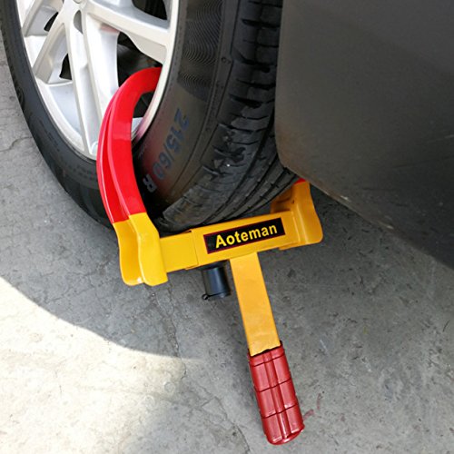 Wheel Locks Adjustable Locking Wheel Boot Clamp - A3 Steel Anti-theft Wheel Lock - Atomic + Plum Lock Cylinder for Car Boat Trailer And More From Theft (5.3 pounds)