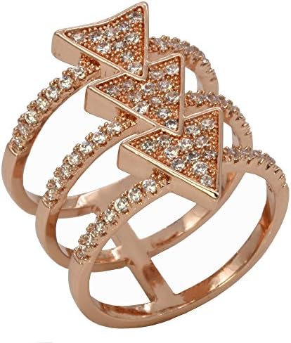 Arrow Design CZ Rings Trendy Fashion Statement Micro Pave Clear Cubic Zirconia Cocktails Gold Plated for Women Party New Size 6 - 9 (Rose Gold, 8)