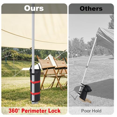 Eurmax USA Canopy Weights 4-Pack, Upgraded 360° Locking Sandbags (No Sand), Heavy-Duty Universal Fit Canopy Leg Weights for Pop Up Tents, Secure Wind Stability, Canopy Weight Bags For All Events,Black image 22