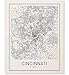 Cincinnati Poster Cincinnati Map of Cincinnati City Map Posters Modern Map Art City Prints Unframed Art Minimal Print Map Poster City Poster City Map Wall Art Minimalist Posters 8x10