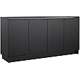 Prepac Simply Modern 4 Door Console Table Storage Cabinet, Buffet Cabinet for Storage and Organization, Modern Side Table with Doors & Shelves, 60”W x 30”H x 16”D, Black