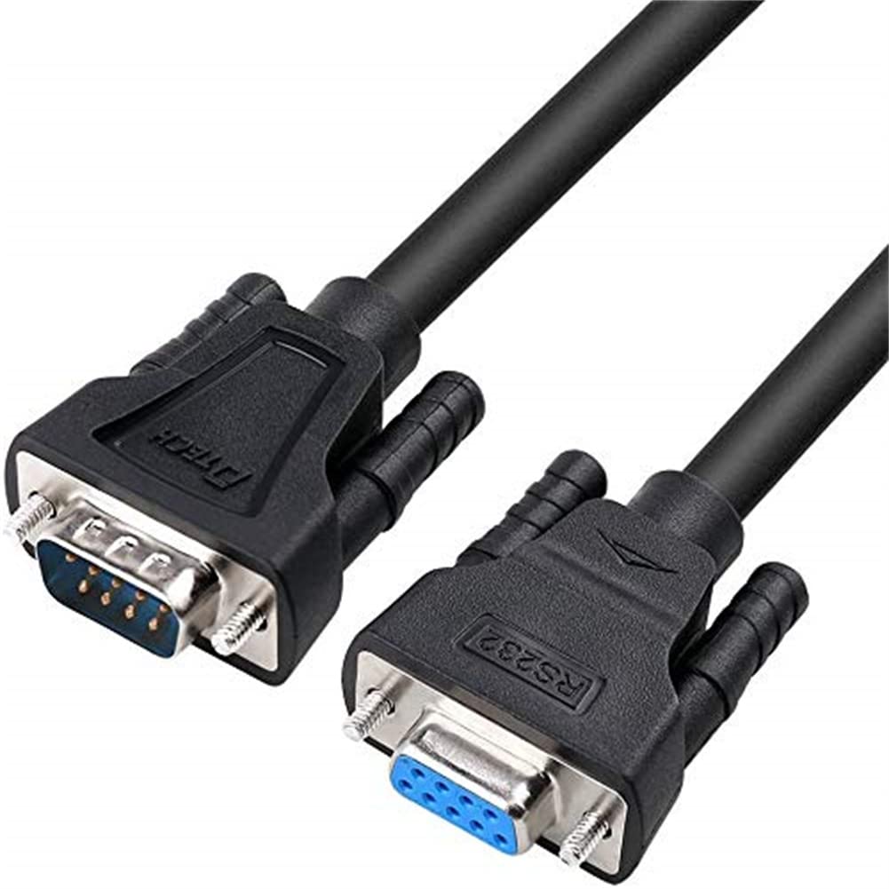 DTECH DB9 RS232 Serial Cable Male to Female Port Extension Null Modem Cord Full Handshaking 7 Wire Crossover for Data Communication (1.5m, Black)