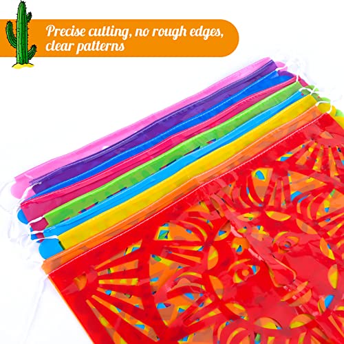 JOHOUSE 2Pack Mexican Party Banner, 18 Feet Plastic Fiesta Banner Cinco de Mayo Dia De Los Muertos Decor Day of the Dead Papel Picado Decorations, Mexican Party Supplies