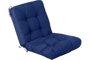 QILLOWAY Outdoor Seat/Back Chair Cushion Tufted Pillow, Spring/Summer Seasonal All Weather Replacement Cushions. (Navy)