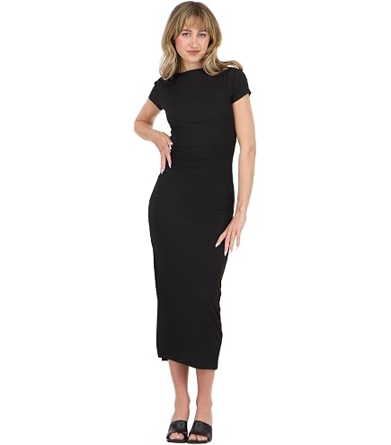 forever 21 ruched bodycon dress Midi Black Small : Clothing, Shoes & Jewelry drop waist