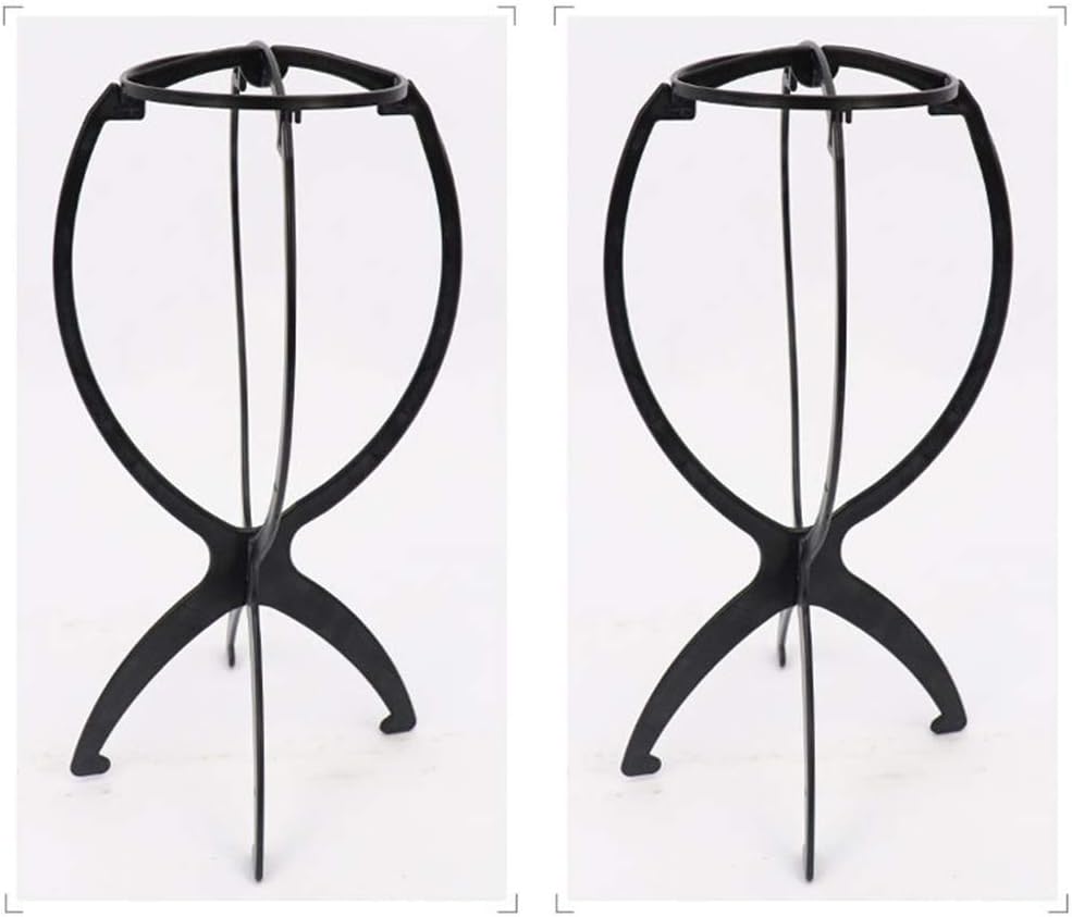 RuiSi 2 Pack Short Wig Stands for Wigs 14.2 Inches Portable Collapsible Wig Dryer, Durable Wig Display Tool, Travel Wig Stands, Black - Image 3