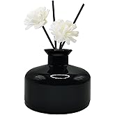 200 ml/6.7 oz Empty Glass Diffuser Bottles Refillable Aromatherapy Jar Container DIY Replacement Diffuser Accessories Essential Oils Crafts Decor (Black)