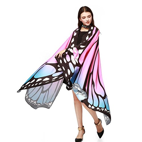VESNIBA Christmas Party/Thanksgiving Day Prop Soft Fabric Butterfly Wings Shawl Fairy Ladies Nymph Pixie Costume Accessory (168X135CM, B-Pink) - Thumbnail 3