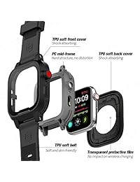 Estuche impermeable Apple Watch para 44mm Serie 4 de Apple Watch, EFFUN IP68 Impermeable a prueba de golpes Resistente a los golpes Funda Apple Watch Resistente iWatch Estuche protector + Silicona suave Apple Watch Band Negro