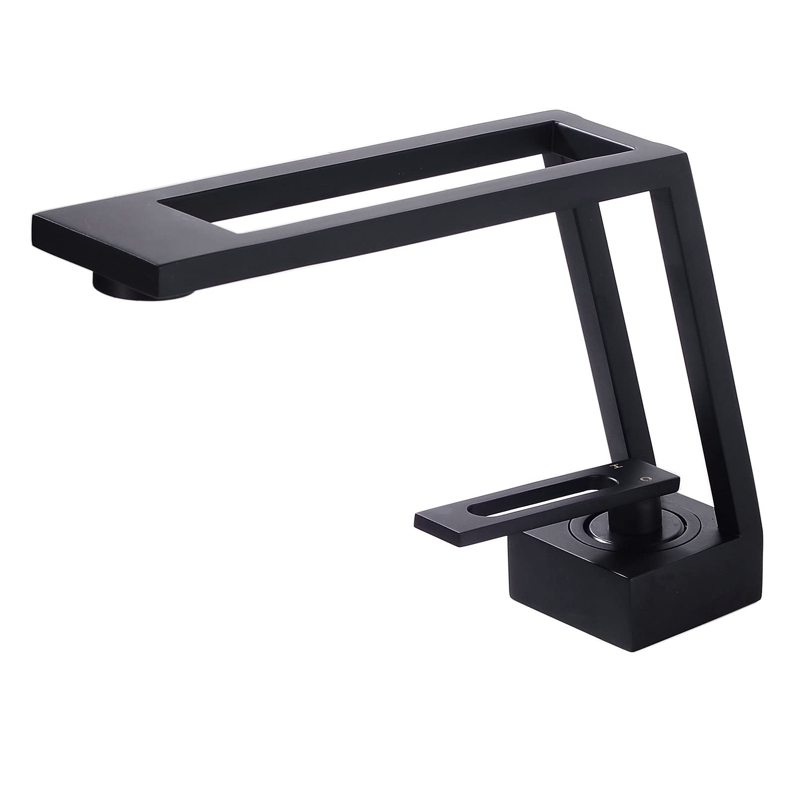 Black Bathroom Tap, Creative Design Single Lever Bathroom Mixer Taps Single Hole Lavatory Basin Mixer Tap, Solid Brass SHUNLI