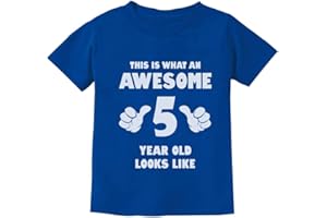 Tstars 5th Birthday Shirt for Boys and Girls - Fun 'This is What an Awesome 5 Year Old Looks Like' Kids Tee
