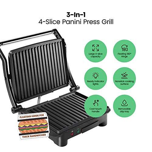 Chefman Panini Press Grill and Gourmet Sandwich Maker NonStick Coated