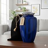 Blue Finish Cremation Urn for Ashes Handmade Adult Male - Beautifully Handcrafted Adult Urn & Personalized Handmade Cremation Urn for Ashes for Women