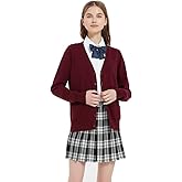 jinghuiyue Women's Cardigan School Uniform Sweater V Neck Button Down Knit Cardigans Coat with Pockets