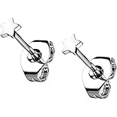 20GA G23 Implant Grade Titanium Threadless Star Shaped Top Stud Earrings, Sold as a Pair