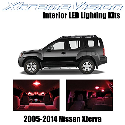 XtremeVision Nissan Xterra 2005-2014 (8 Pieces) Red Premium Interior LED Kit Package + Installation Tool