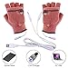 Unisex Women's & Men's USB Heated Gloves Mitten Winter Hands Warm Laptop Gloves,Yinuoday Full & Half Heated Fingerless Heating Knitting Hands Warmer Washable Design (Women Rose)