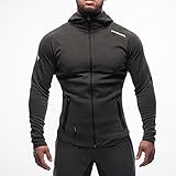 Men's Gym Workout Hoodie Jacket Fitted Training Bodybuilding Running Active Sweatshirts With Zipper Pockets