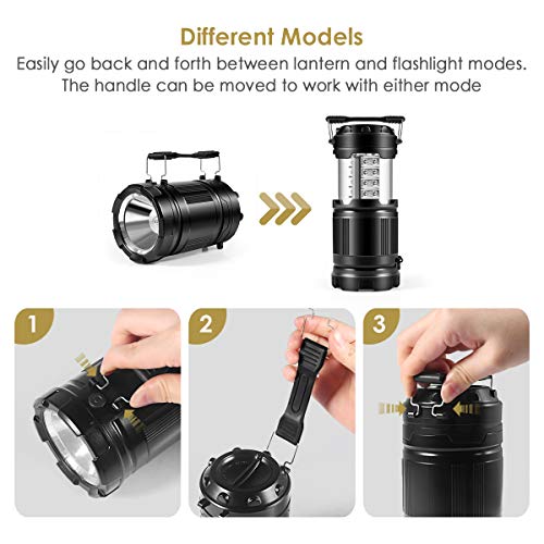 Camping Lantern, 2 Pack Portable LED Flashlights for Camping, Hiking, Reading, Hurricane, Power Outage (2PACK)