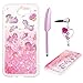 Galaxy J3 Emerge Case, J3 Prime / J3 Eclipse / J3 2017 / J3 Mission / J3 Luna Pro/Sol 2 / Amp Prime 2 Case, Liquid Glitter Cover Sparkle Love Heart TPU Shockproof Bumper ZSTVIVA - Cute Pink Unicorn