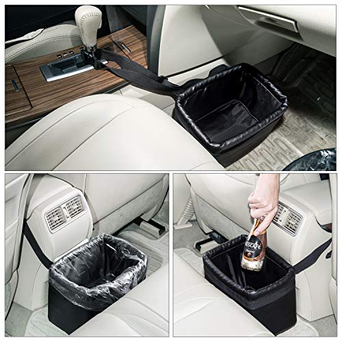 KINGBERWI Leather Car Trash Can Hanging Luxury Car Garbage Bag Auto