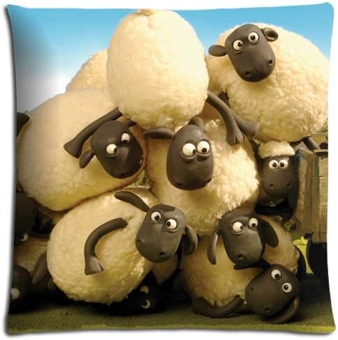 Cushion Pillow Cases Shaun the Sheep Elegant Collection Zippered Cotton + Polyester 16x16 inch 40x40 cm