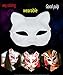 6 Pack Set DIY Full Face Handmade Mask Pure White Hard Paper Mask with Two Brushes and One Pigment Plate (Cat)