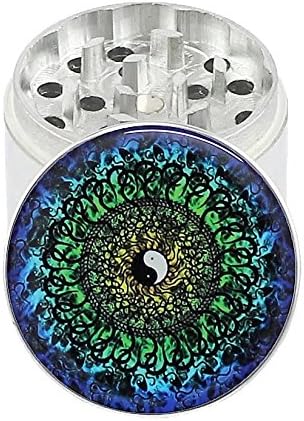 OM Ying Yang - 2.0" 4 Layer Aluminum Herb Spice Grinder (with Pollen Screen) - Top Covered with Clear Doming