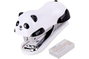 YANSANIDO 1 Pack Mini Panda Desktop Stapler for 10 Sheets Capacity with 1000 Pcs No.10 Staples for Paper Clips Staplers for Desk for Friends and Children(Panda)