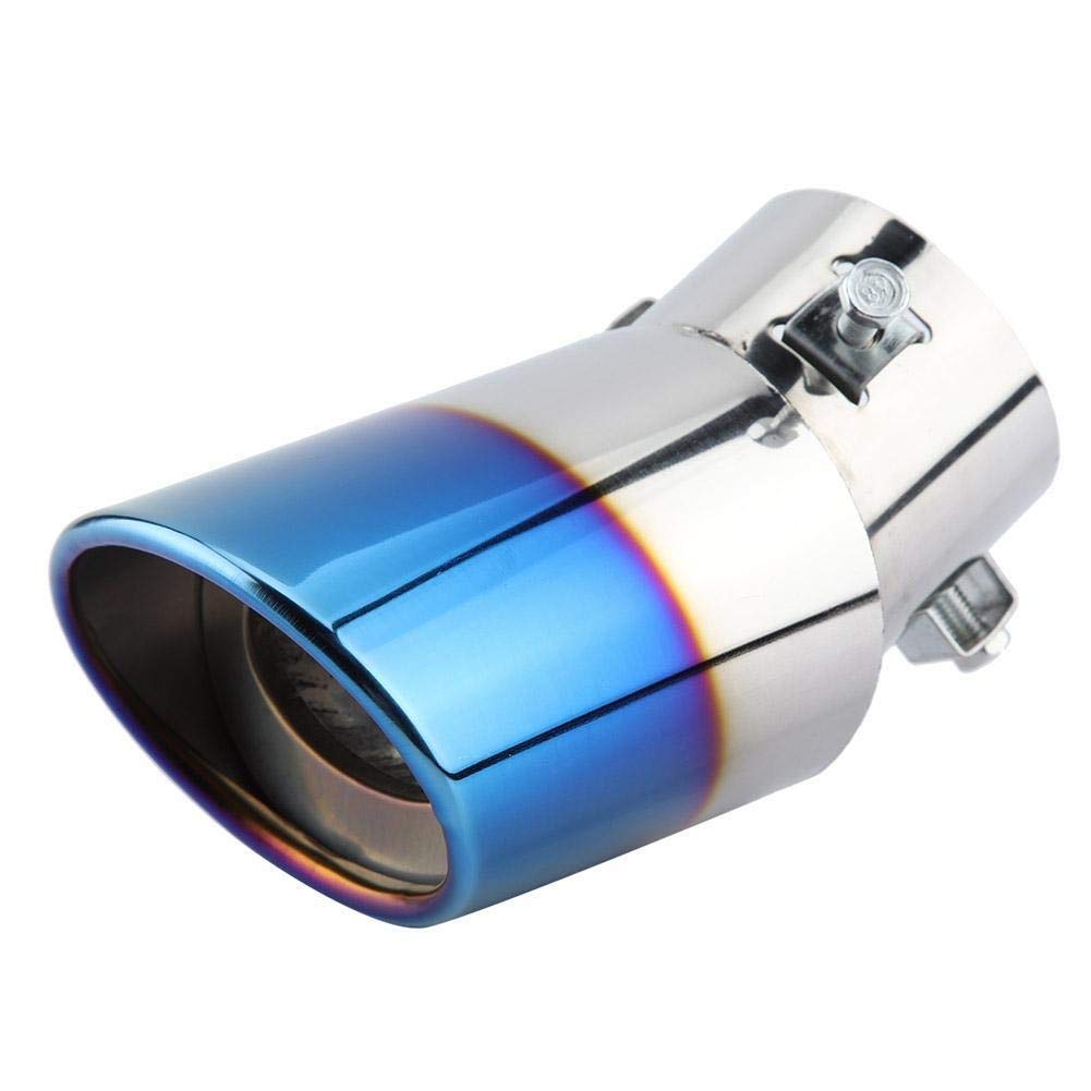 Broco Chrome Blue Stainless Steel Universal Car Curved Exhaust Pipe Rear Muffler Tip Tail Throat